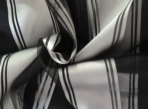 100% silk organza black stripes fabric 54" wide  by the yard