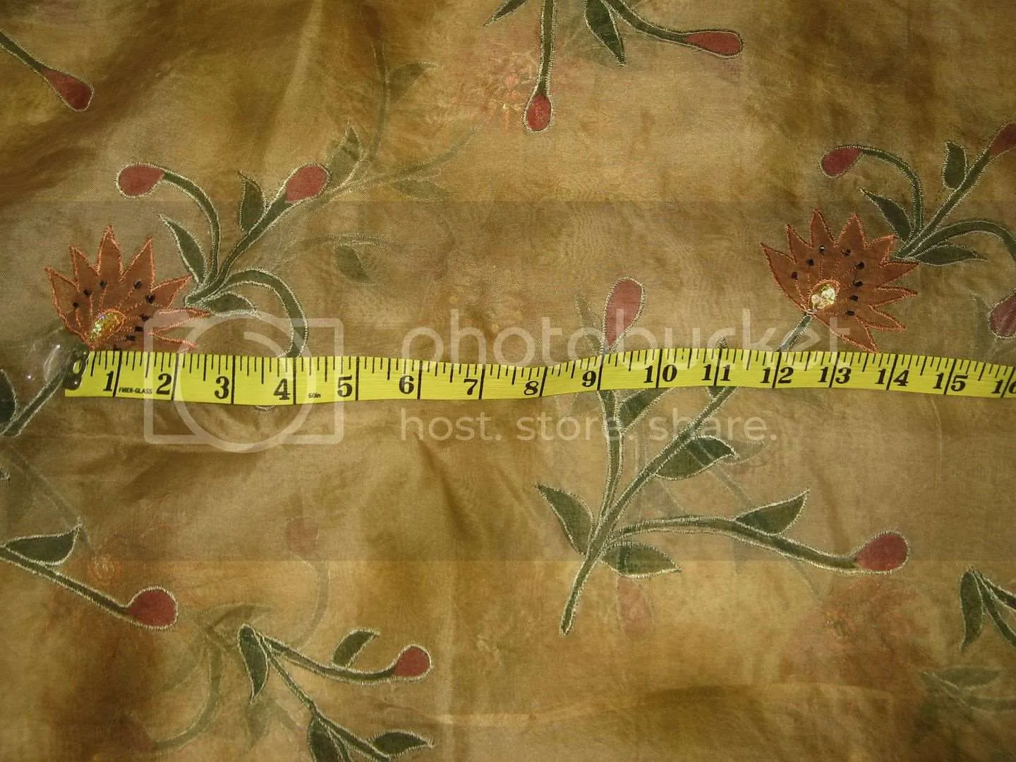 100% SILK ORGANZA FABRIC Light Gold COLOUR embroidered 44&quot; wide [3210]