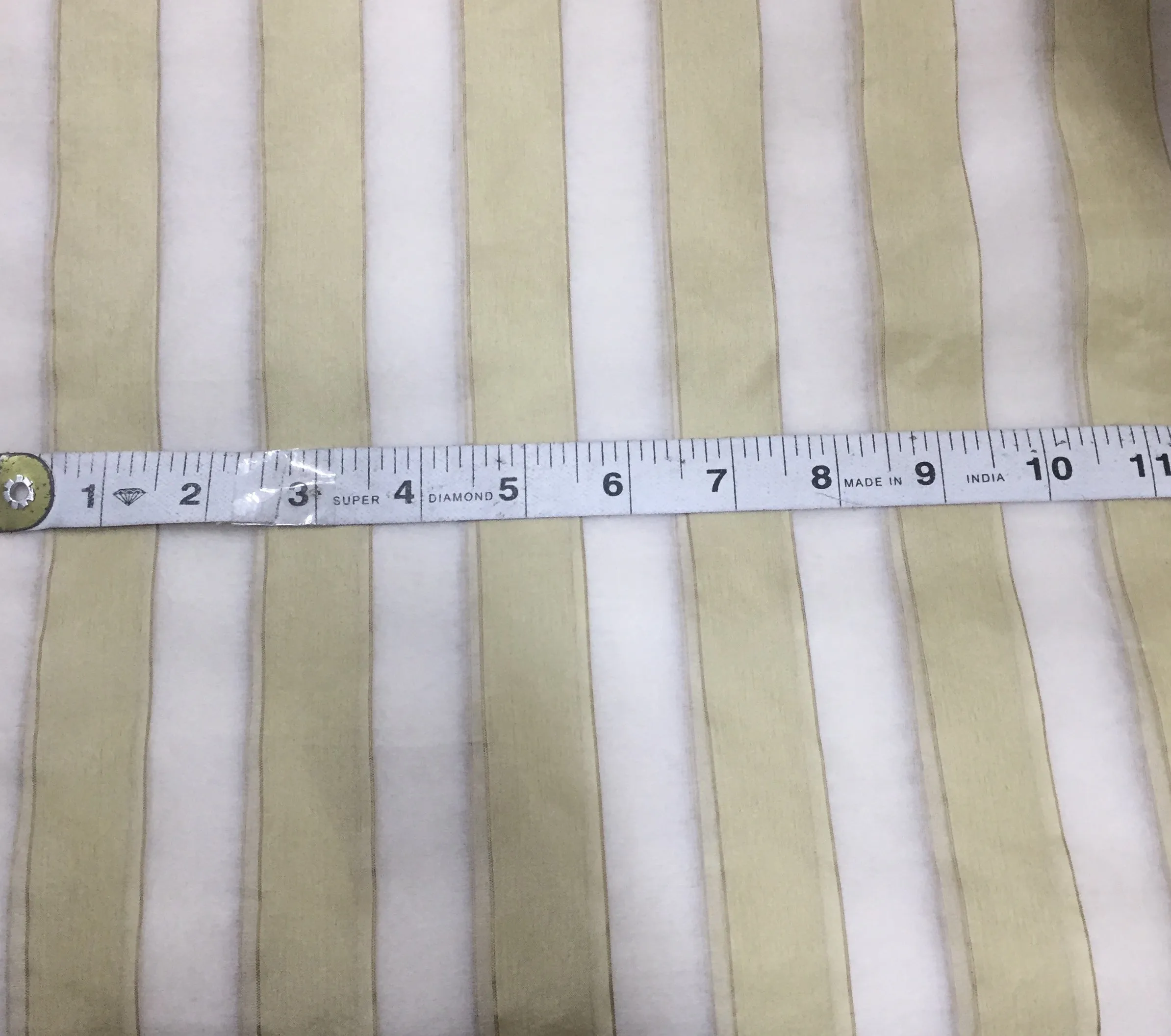 100% silk organza gold and ivory stripe fabric 54&quot; by the yard [11074]