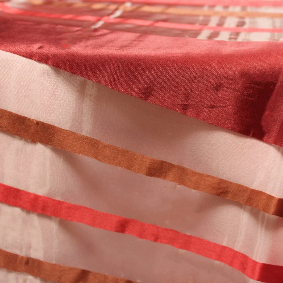 100% silk organza red stripes fabric 54" wide by the yard