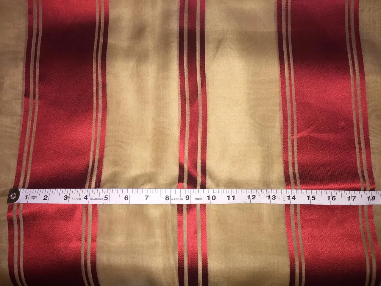 100% silk organza red stripes fabric 54" wide by the yard