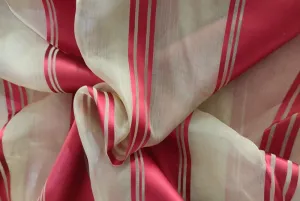 100% silk organza red stripes fabric 54" wide by the yard