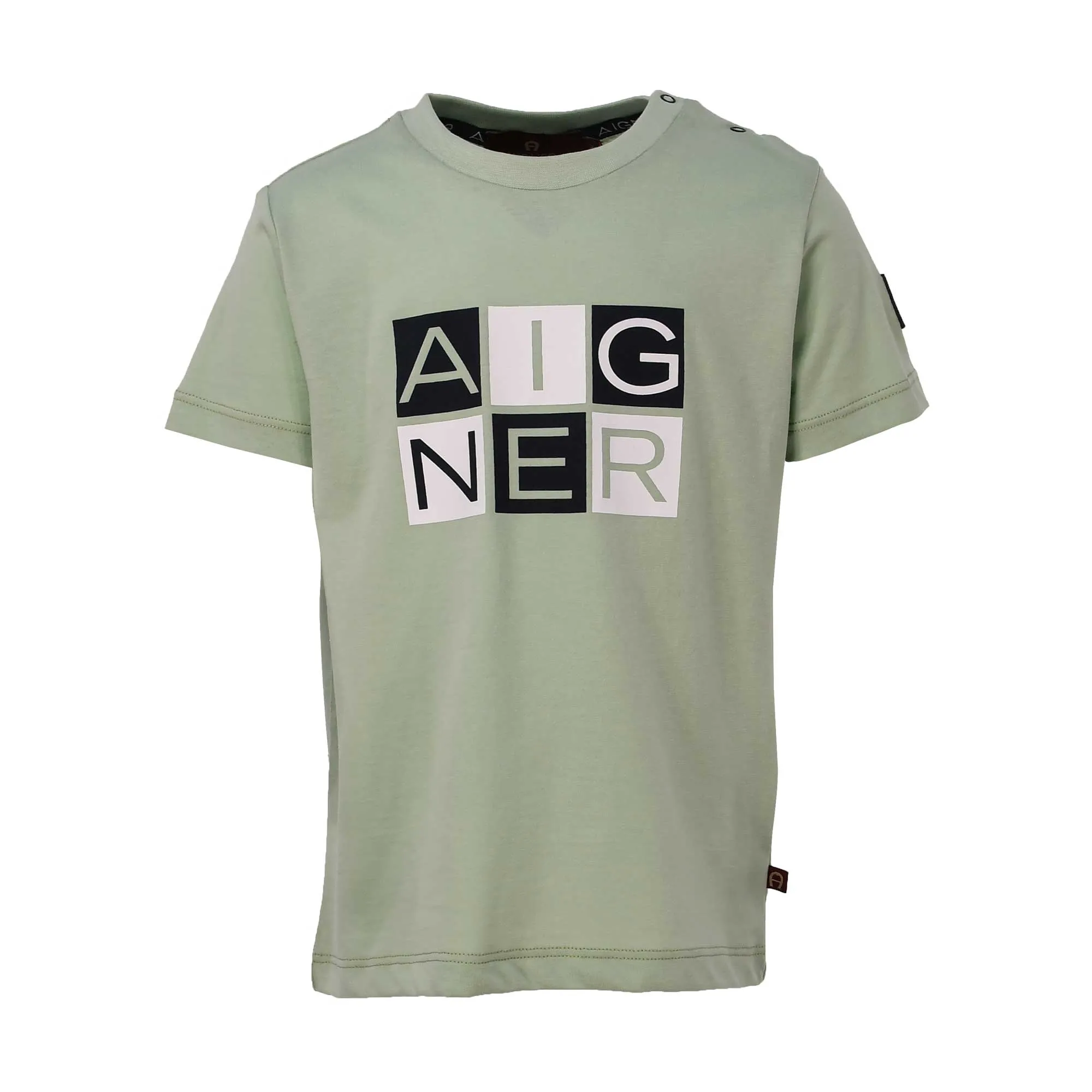 Aigner Kids Light Green Logo Print T-Shirt