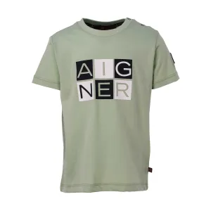 Aigner Kids Light Green Logo Print T-Shirt