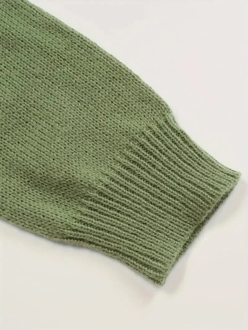 Airy green long sleeve sweater with print