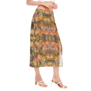 Autumn Tones High Slit Long Skirt No Pockets up to 2 XL (FWS)