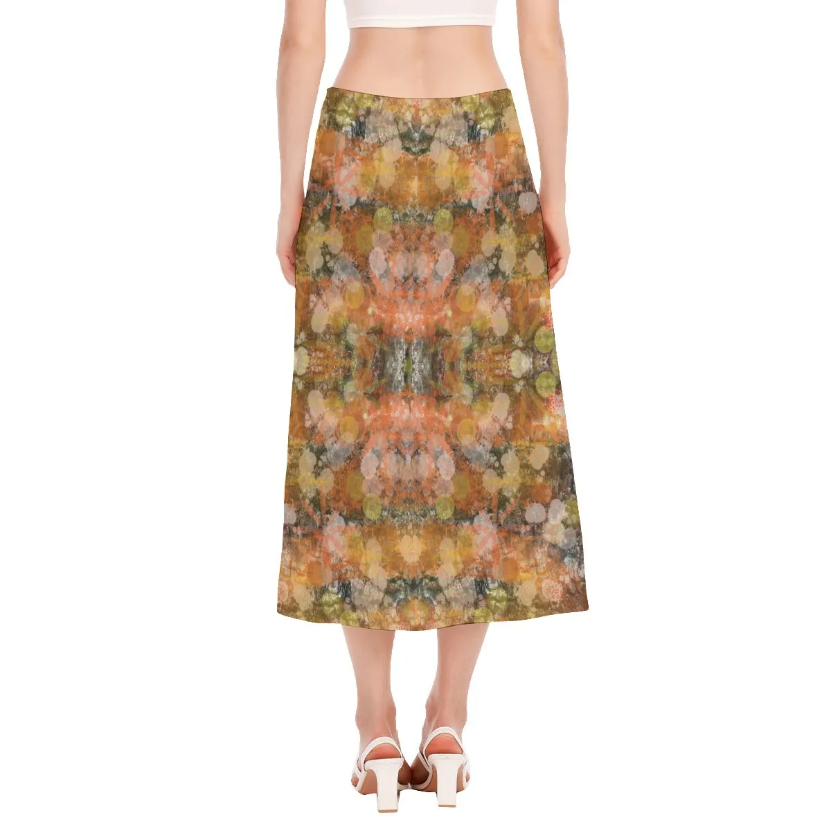 Autumn Tones High Slit Long Skirt No Pockets up to 2 XL (FWS)