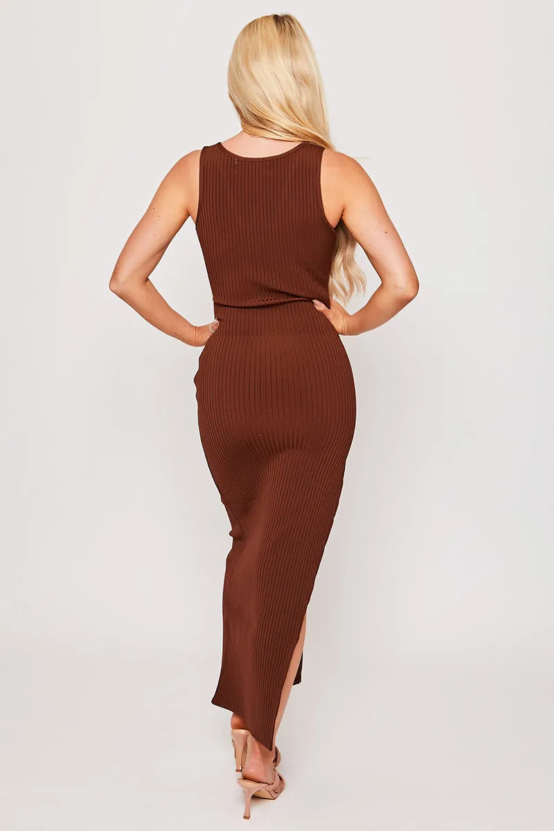 Bailey - Chocolate Thigh High Split Midaxi Dress