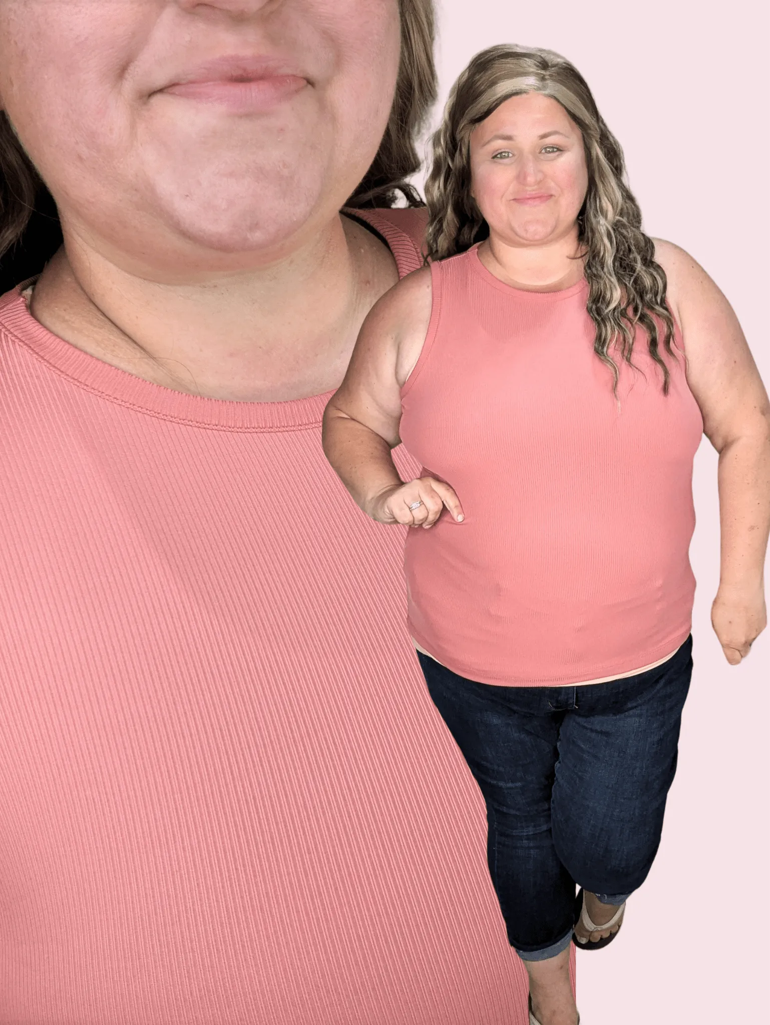Billie High Neck Ribbed Scoopneck Tank in Rosewood