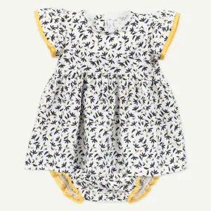 Black & Gold Floral Print Dress Set