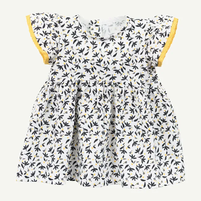 Black & Gold Floral Print Dress Set