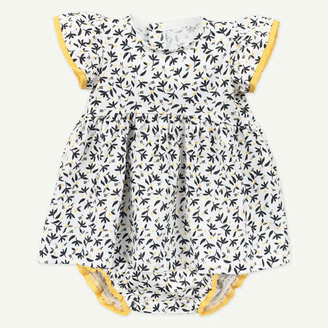 Black & Gold Floral Print Dress Set