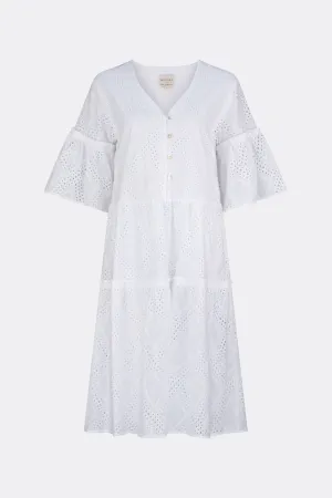 Blossom Broderie Anglaise Tiered Dress White