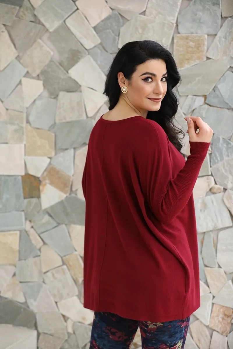 Cashmere Feel Tunic with Neck Cut-Out