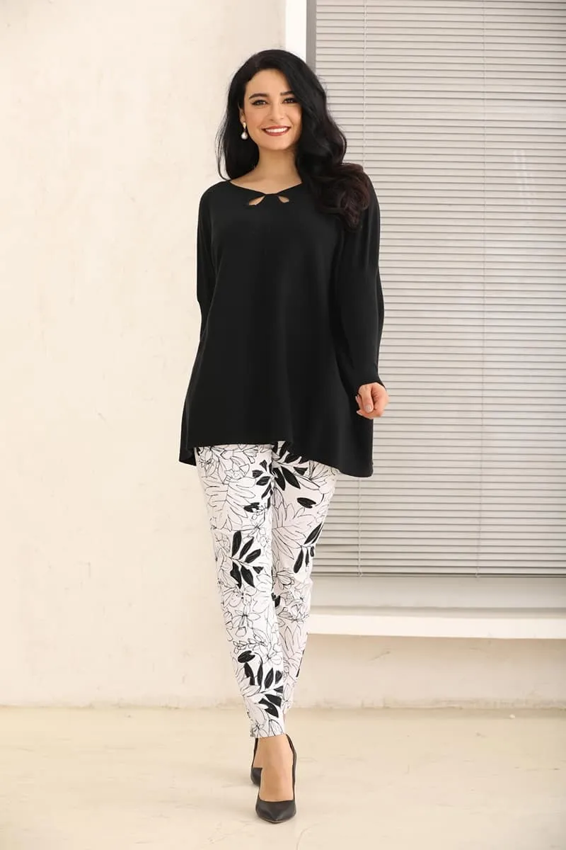Cashmere Feel Tunic with Neck Cut-Out