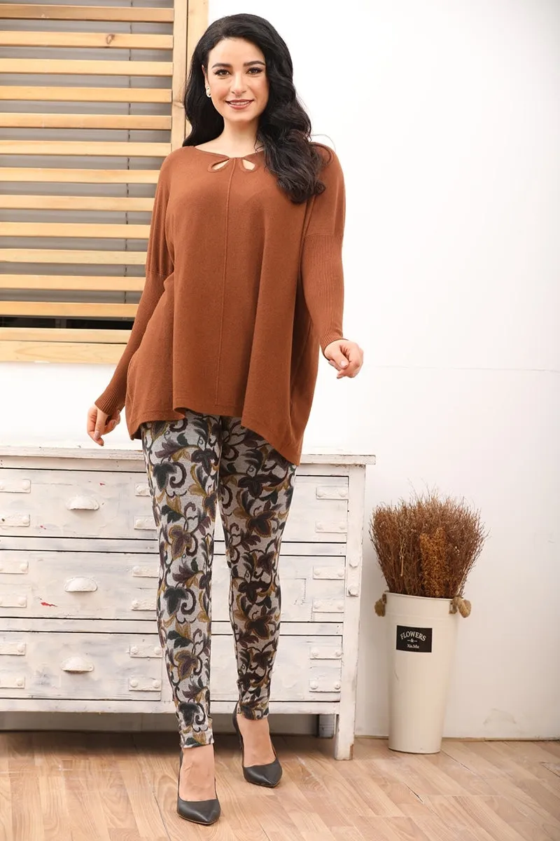 Cashmere Feel Tunic with Neck Cut-Out