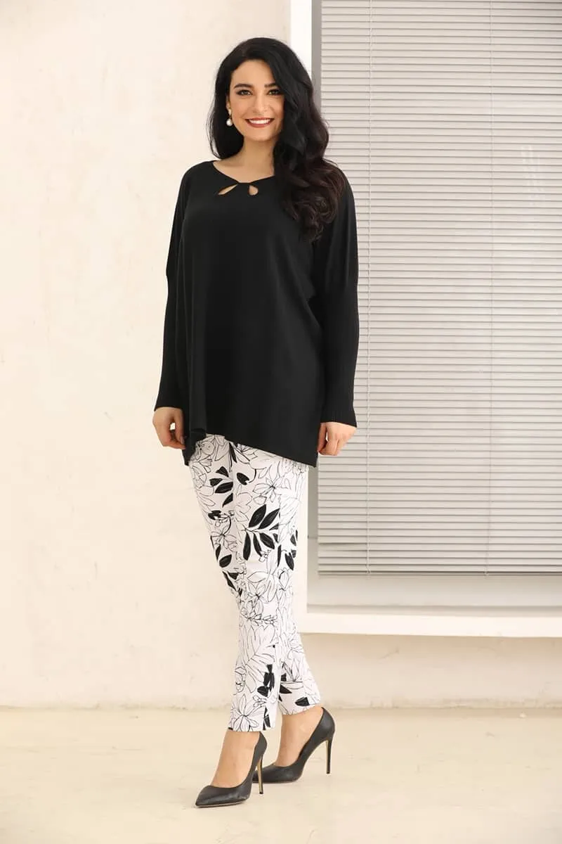 Cashmere Feel Tunic with Neck Cut-Out