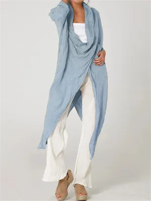Celmia Autumn Women Tops Fashion Solid Blouses 2024 Vintage Long Shirts Casual Cowl Neck Long Sleeve Asymmetrical Party Blusas