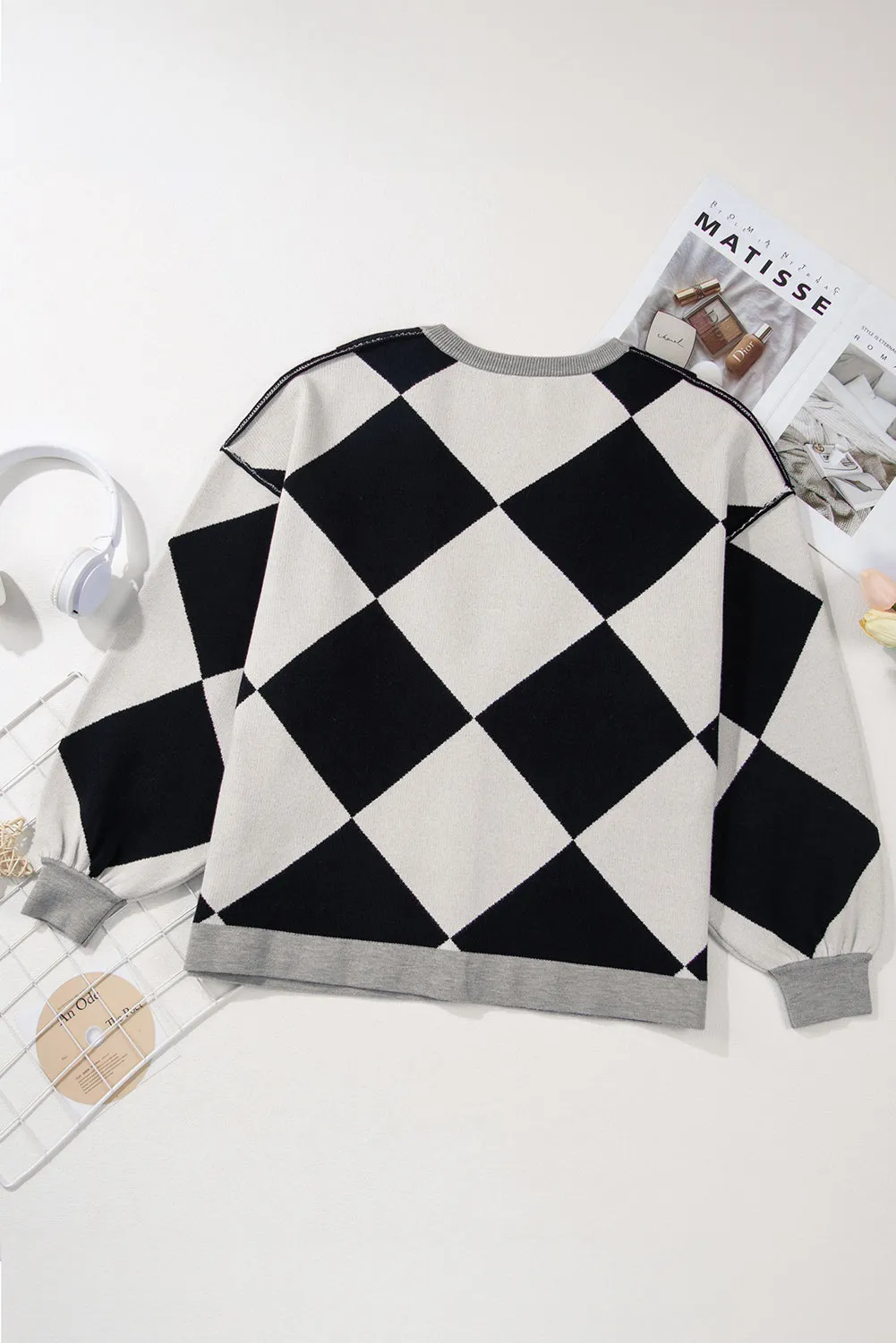 Colorblock Drop Shoulder Buttoned Cardigan