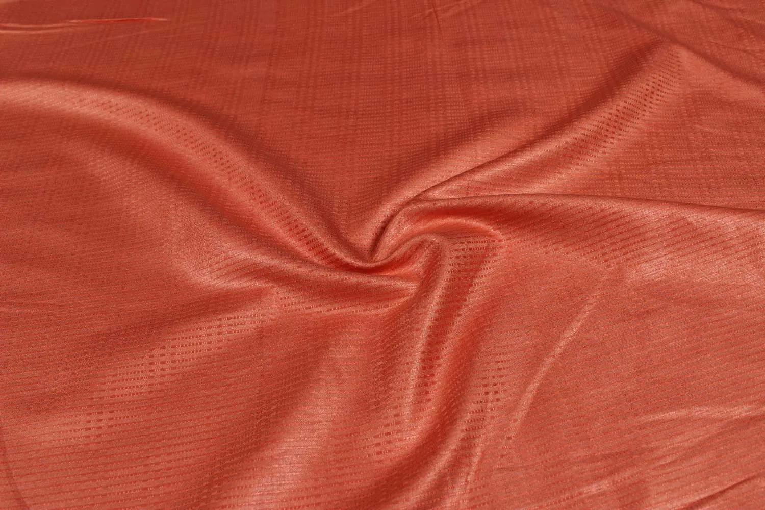 Dark Peach Plain Cotton Tussar Jacquard Fabric