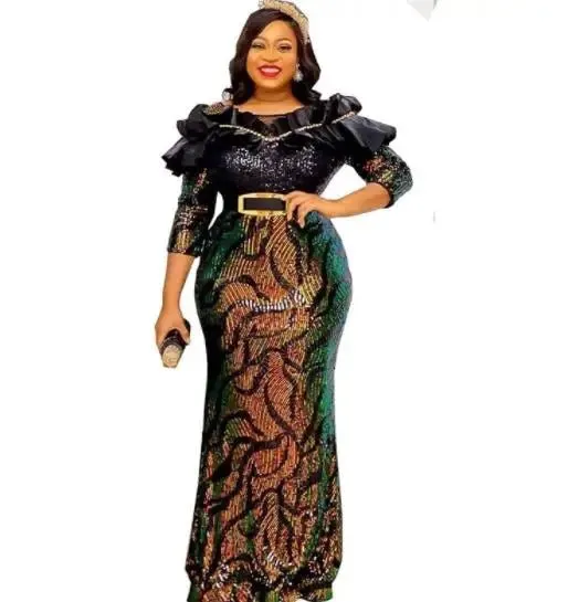 Elegant Luxury Dashiki African Dresses: High Waist Bodycon Dress