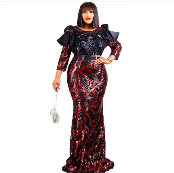 Elegant Luxury Dashiki African Dresses: High Waist Bodycon Dress