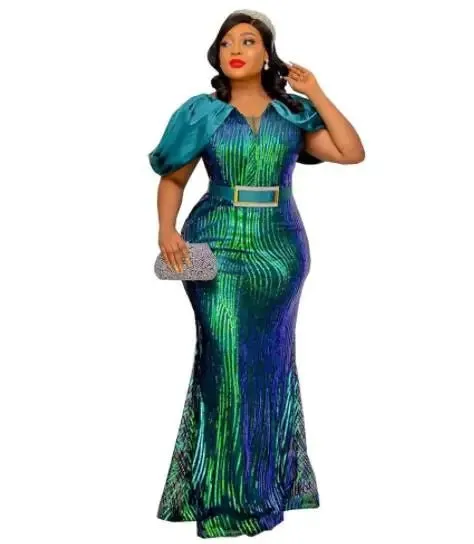Elegant Luxury Dashiki African Dresses: High Waist Bodycon Dress