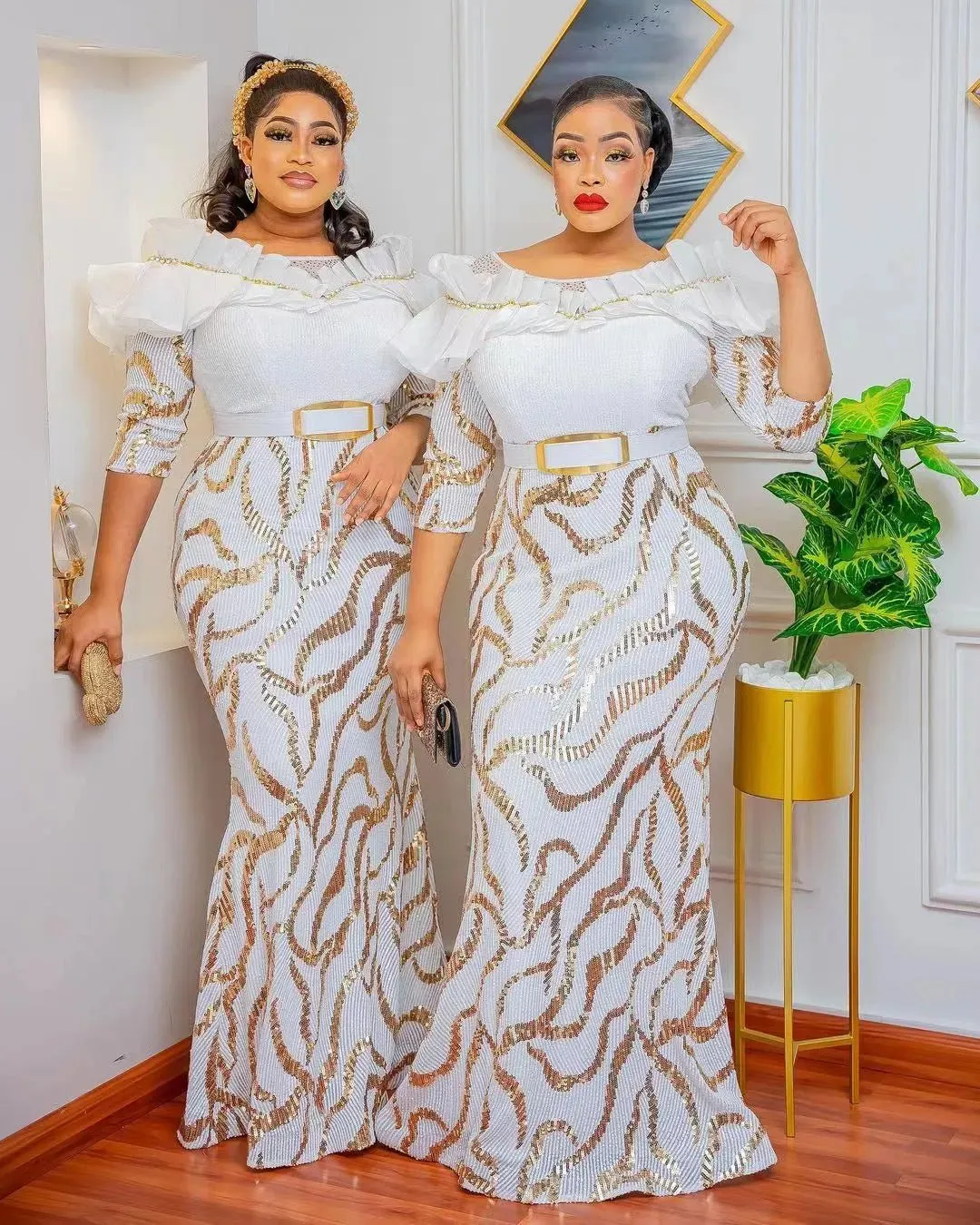 Elegant Luxury Dashiki African Dresses: High Waist Bodycon Dress