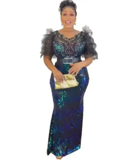Elegant Luxury Dashiki African Dresses: High Waist Bodycon Dress