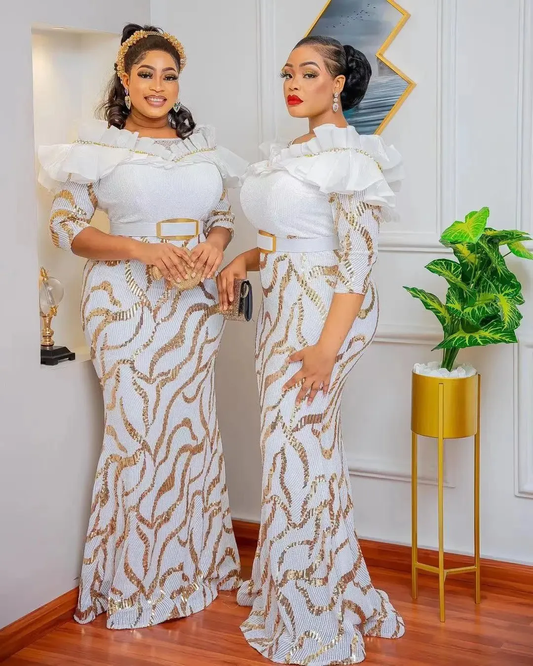Elegant Luxury Dashiki African Dresses: High Waist Bodycon Dress