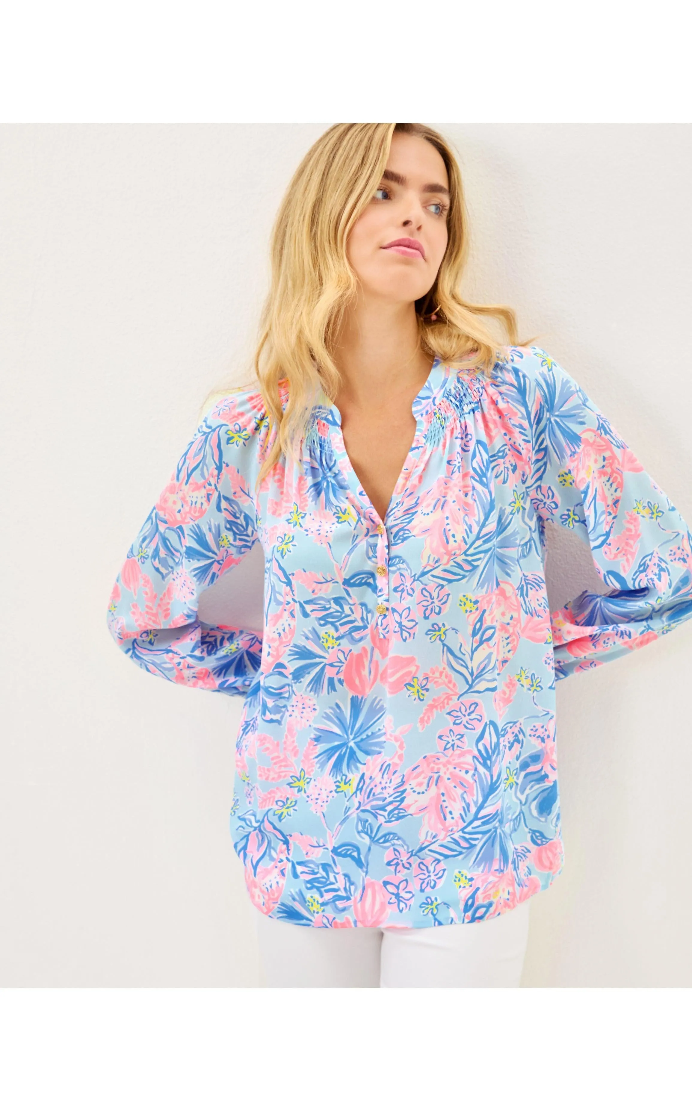 Elsa Silk Top Elephant Splash