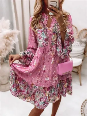 FashionSierra - Elegant Pleated Long Sleeve Casual Dresses