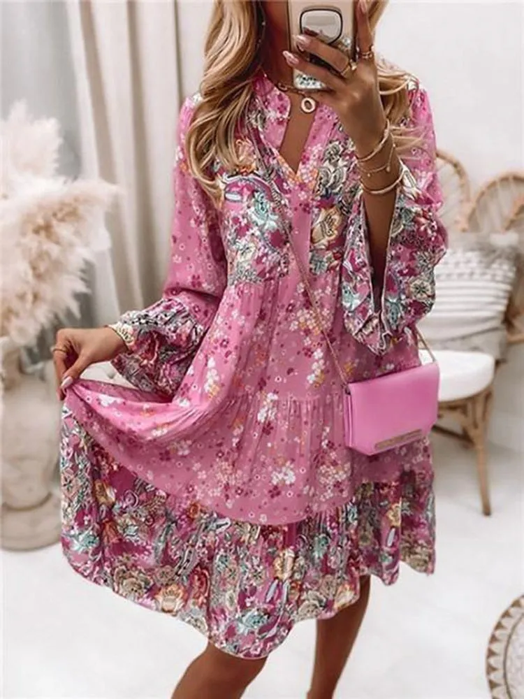 FashionSierra - Elegant Pleated Long Sleeve Casual Dresses