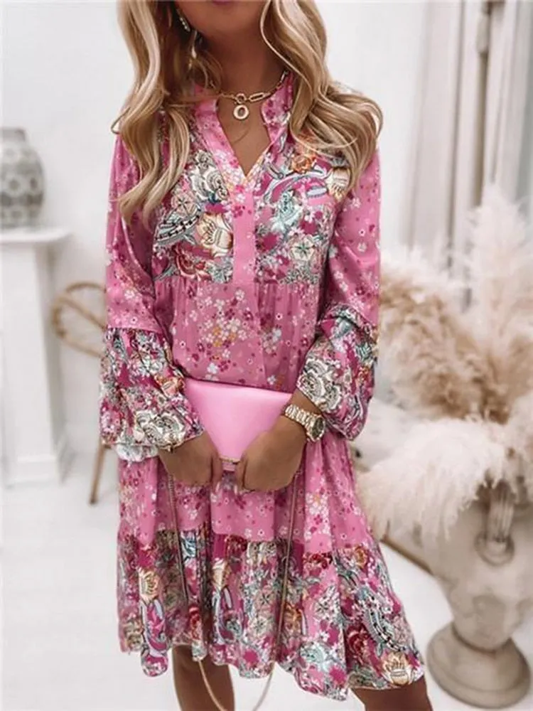 FashionSierra - Elegant Pleated Long Sleeve Casual Dresses