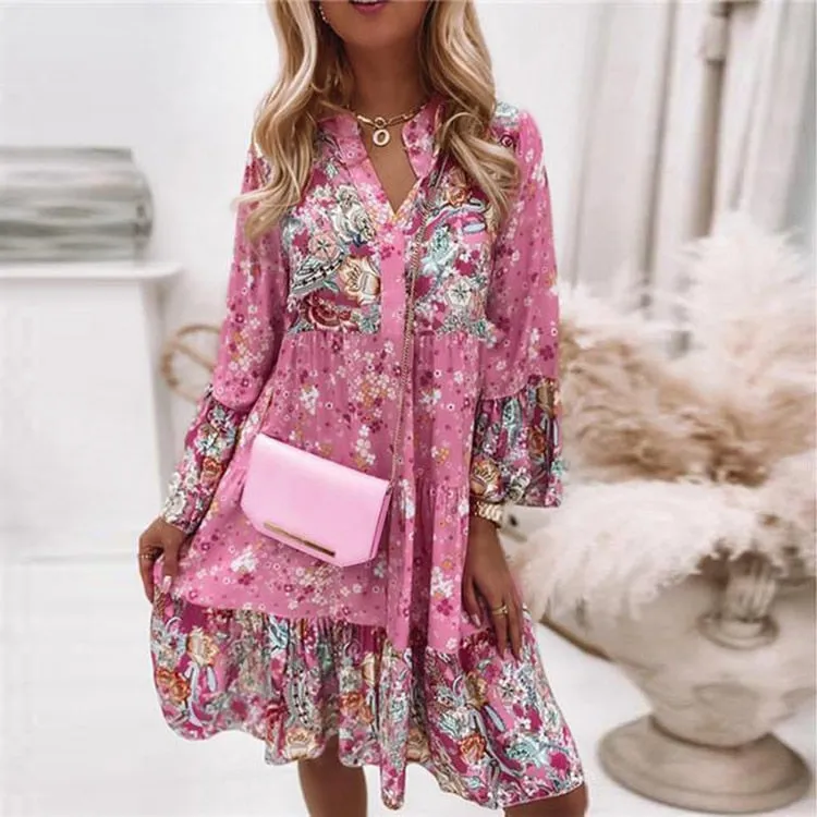 FashionSierra - Elegant Pleated Long Sleeve Casual Dresses