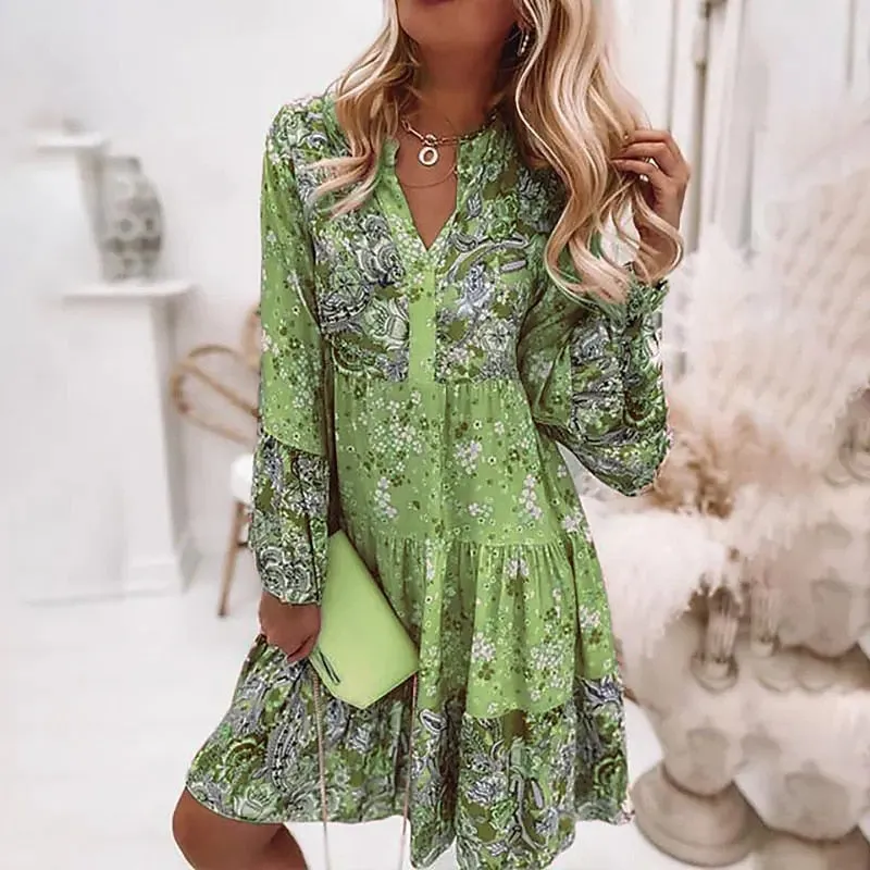 FashionSierra - Elegant Pleated Long Sleeve Casual Dresses