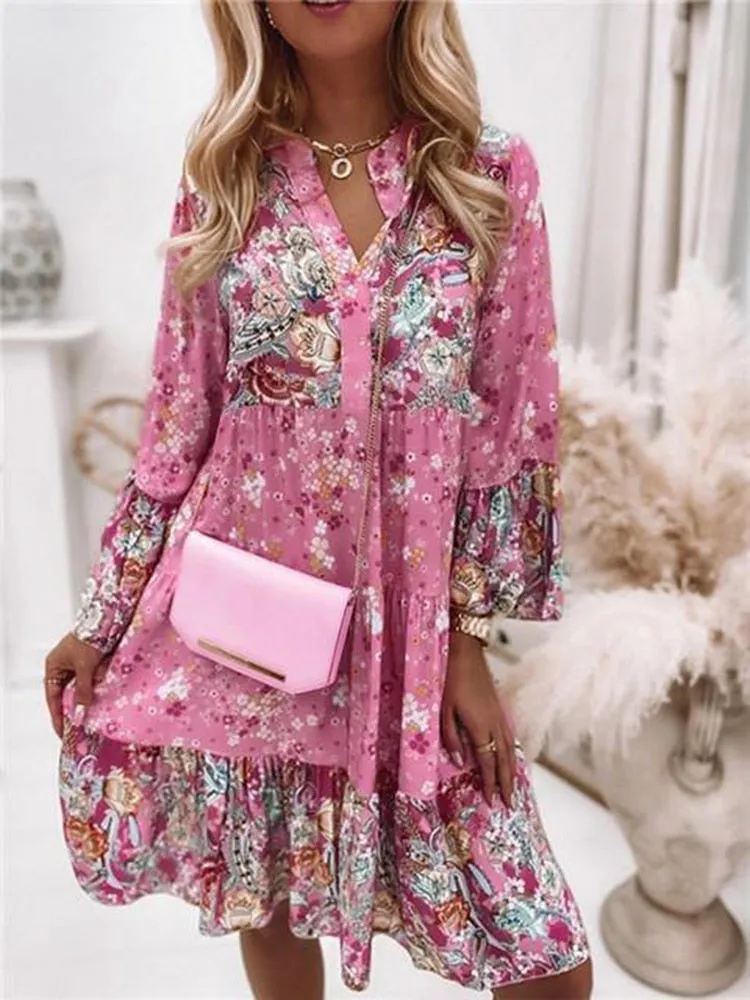 FashionSierra - Elegant Pleated Long Sleeve Casual Dresses