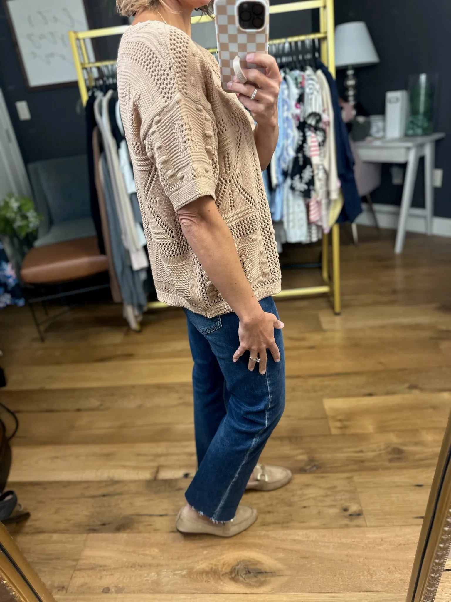 Feel Something Crochet Knit Top - Taupe