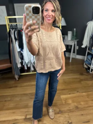 Feel Something Crochet Knit Top - Taupe