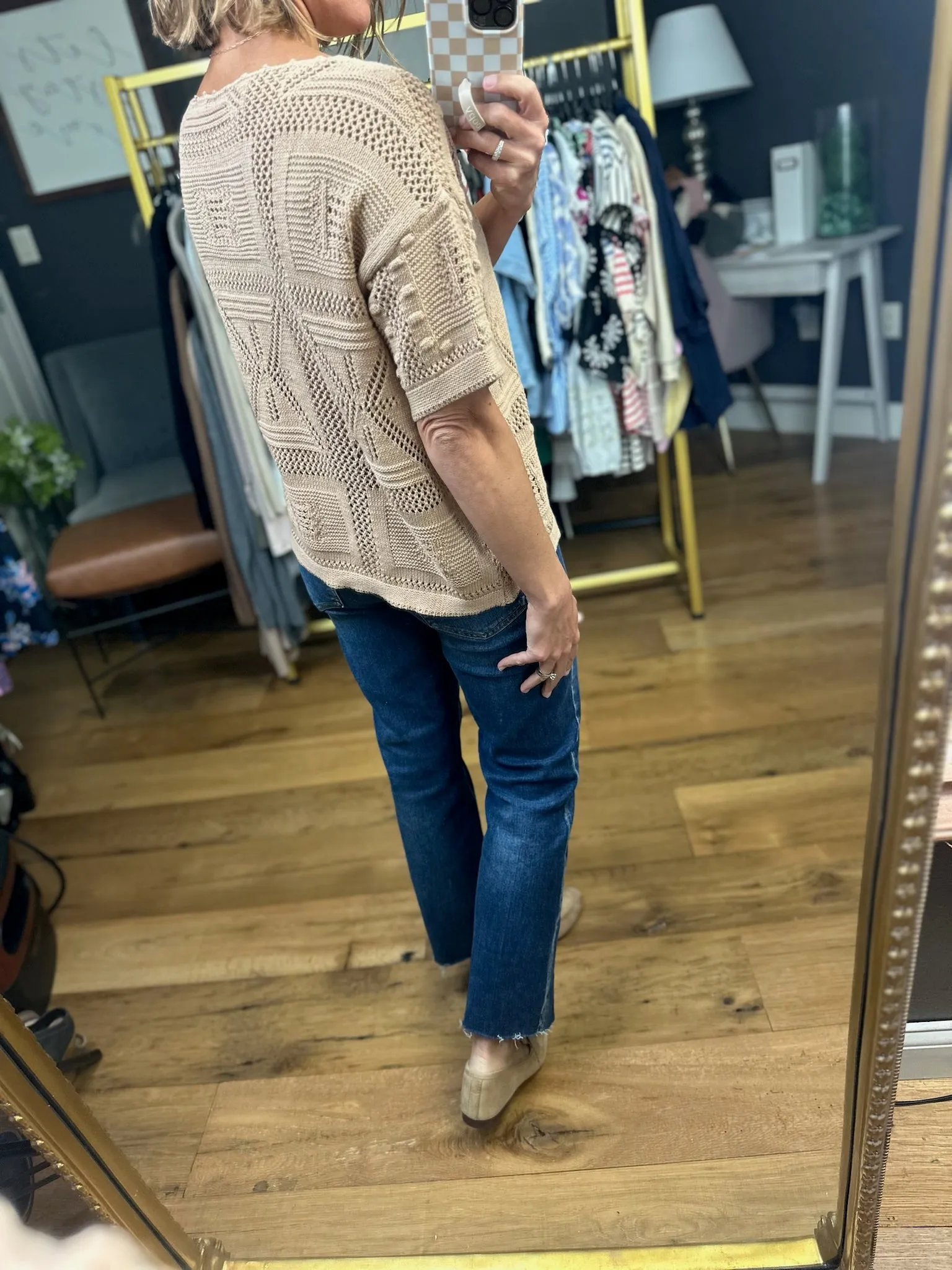 Feel Something Crochet Knit Top - Taupe