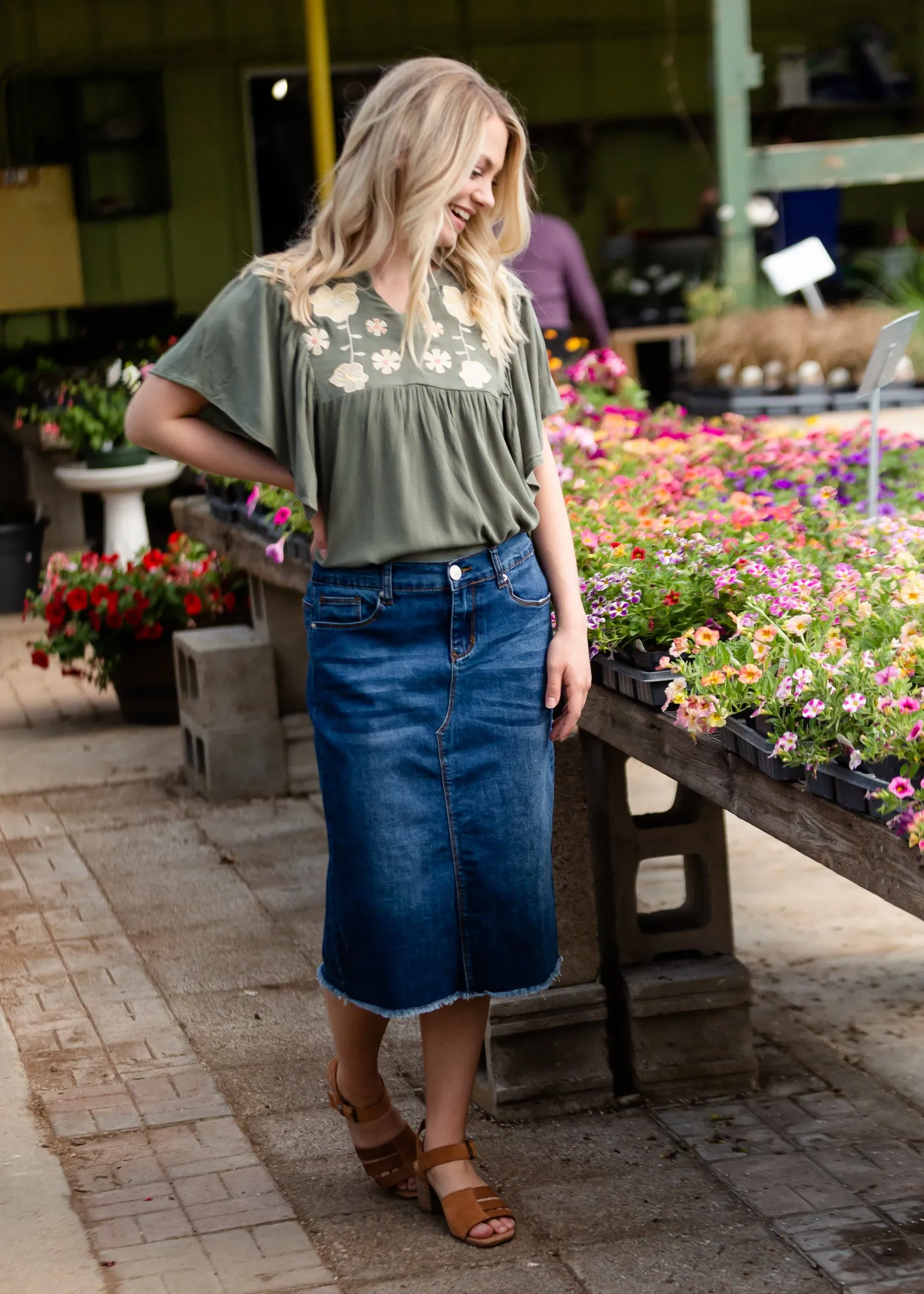 Floral Embroidered Ruffle Sleeve Top - FINAL SALE