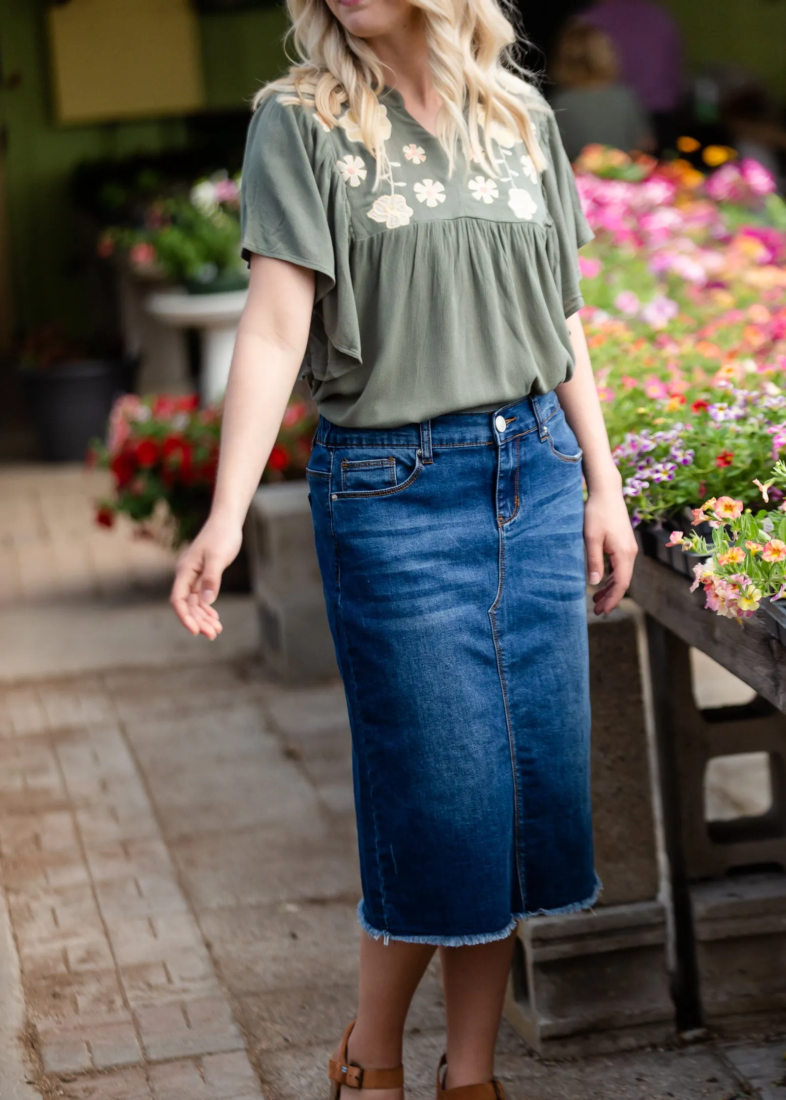 Floral Embroidered Ruffle Sleeve Top - FINAL SALE