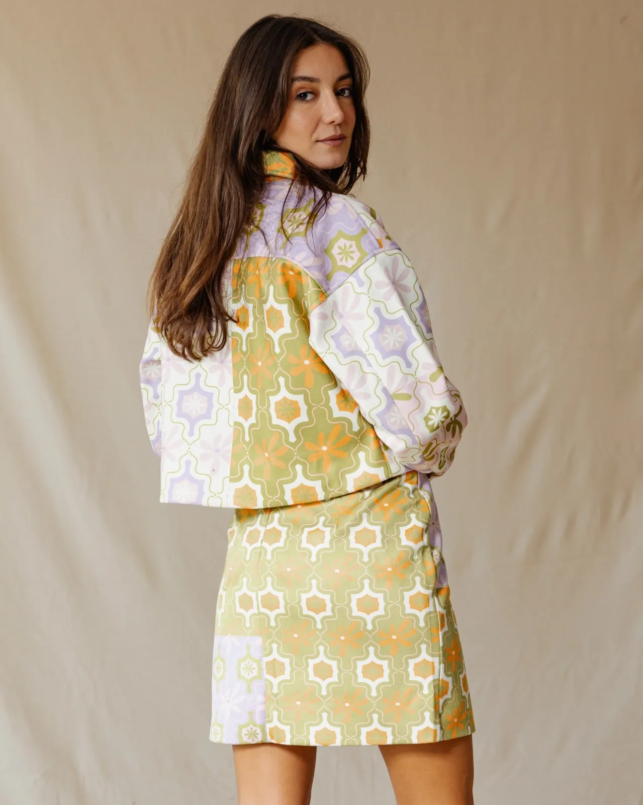 Floral Mosaic Cropped Jacket