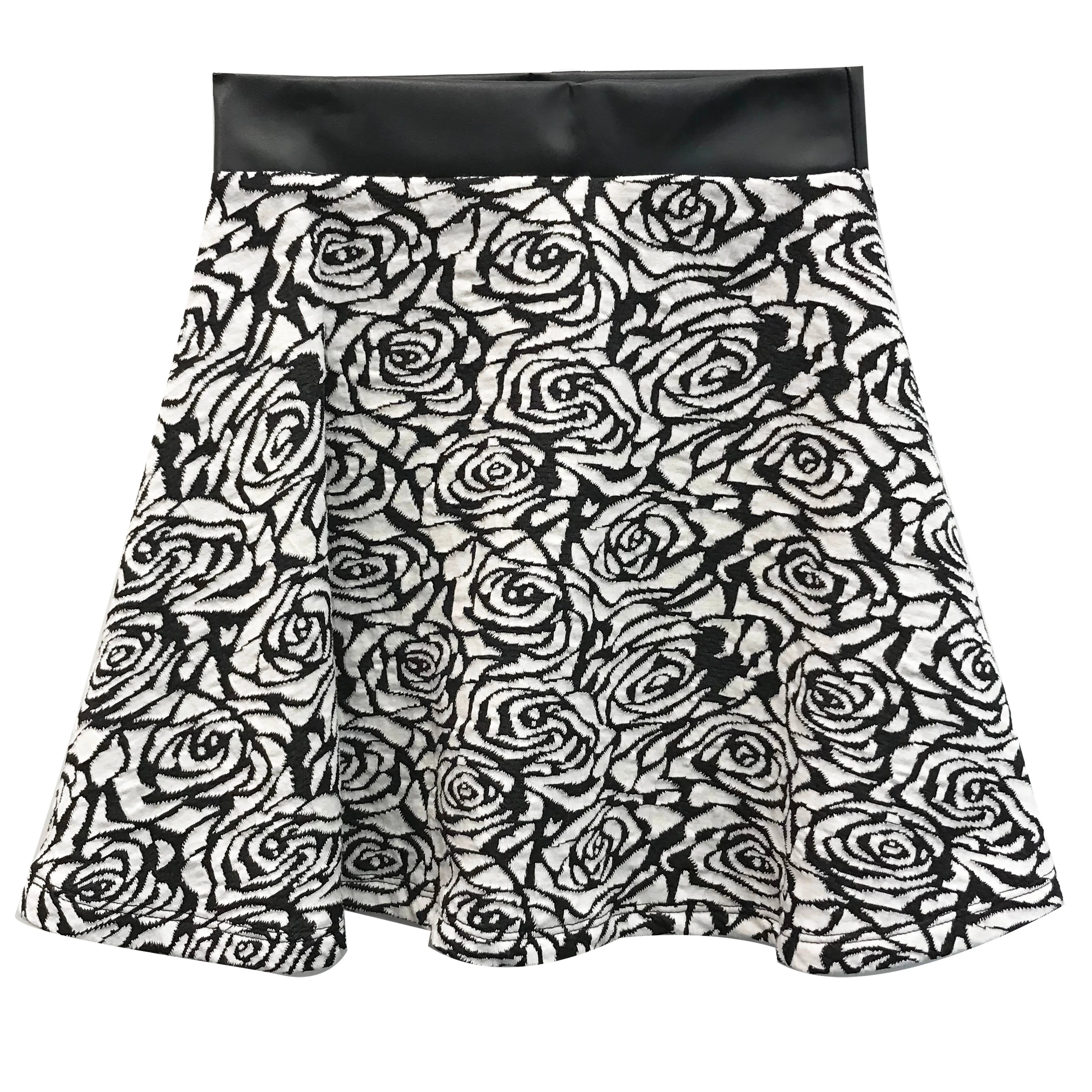 Floral Pleather Skater Skirt