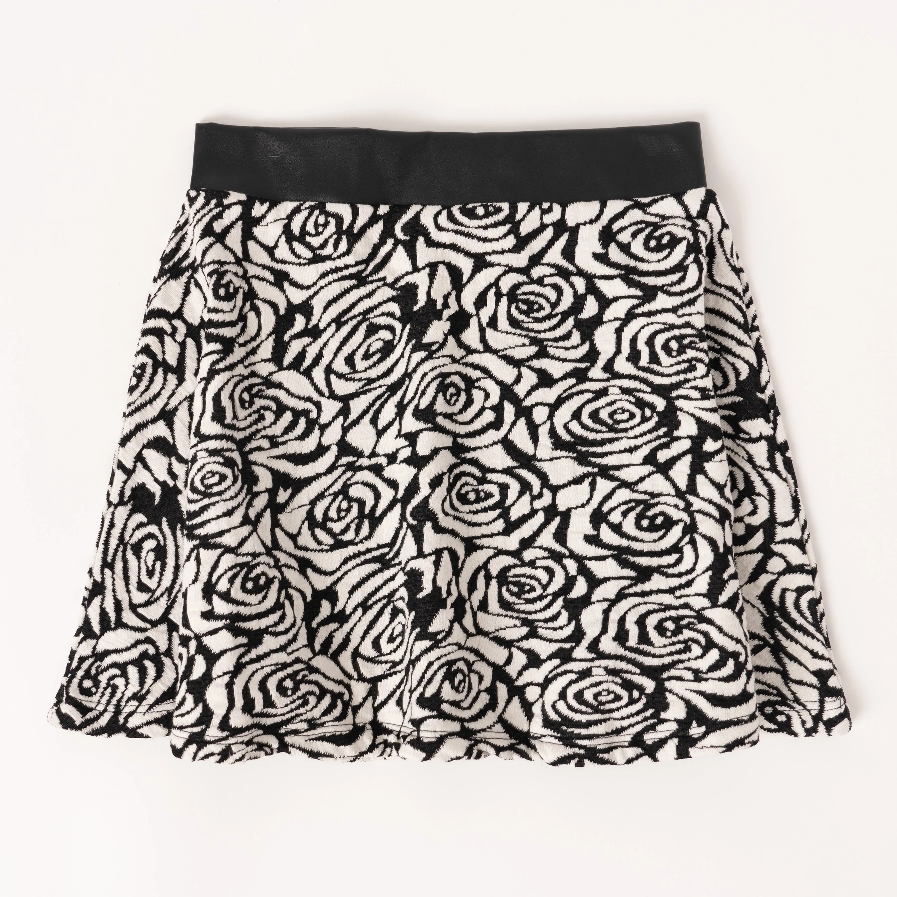 Floral Pleather Skater Skirt