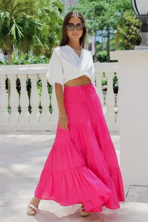 Free Stylin' Tiered Maxi Skirt - Fuchsia