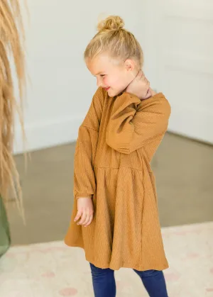 Girls Mustard Long Sleeve Midi Dress - FINAL SALE