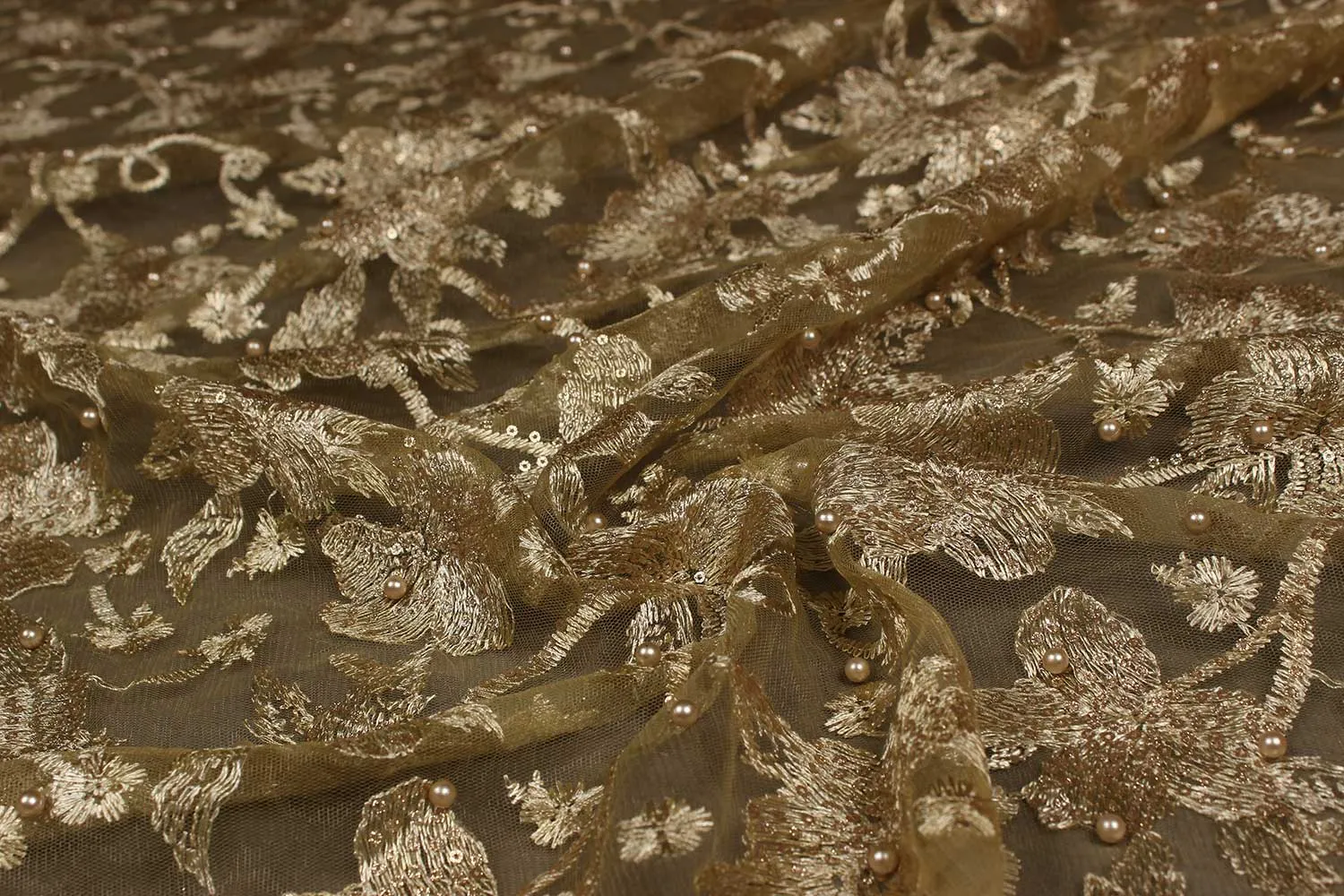 Gold Net Embroidery Fabric