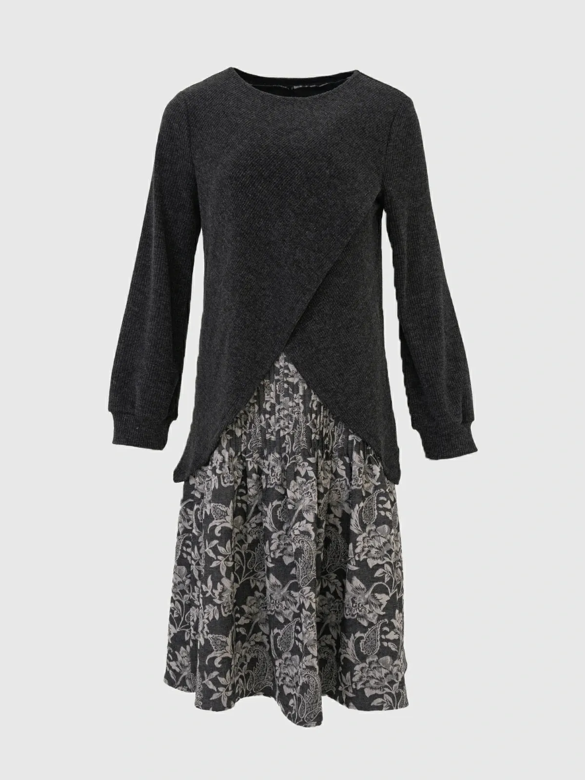 Graceful Jacquard Floral Print Dress Sweater Set