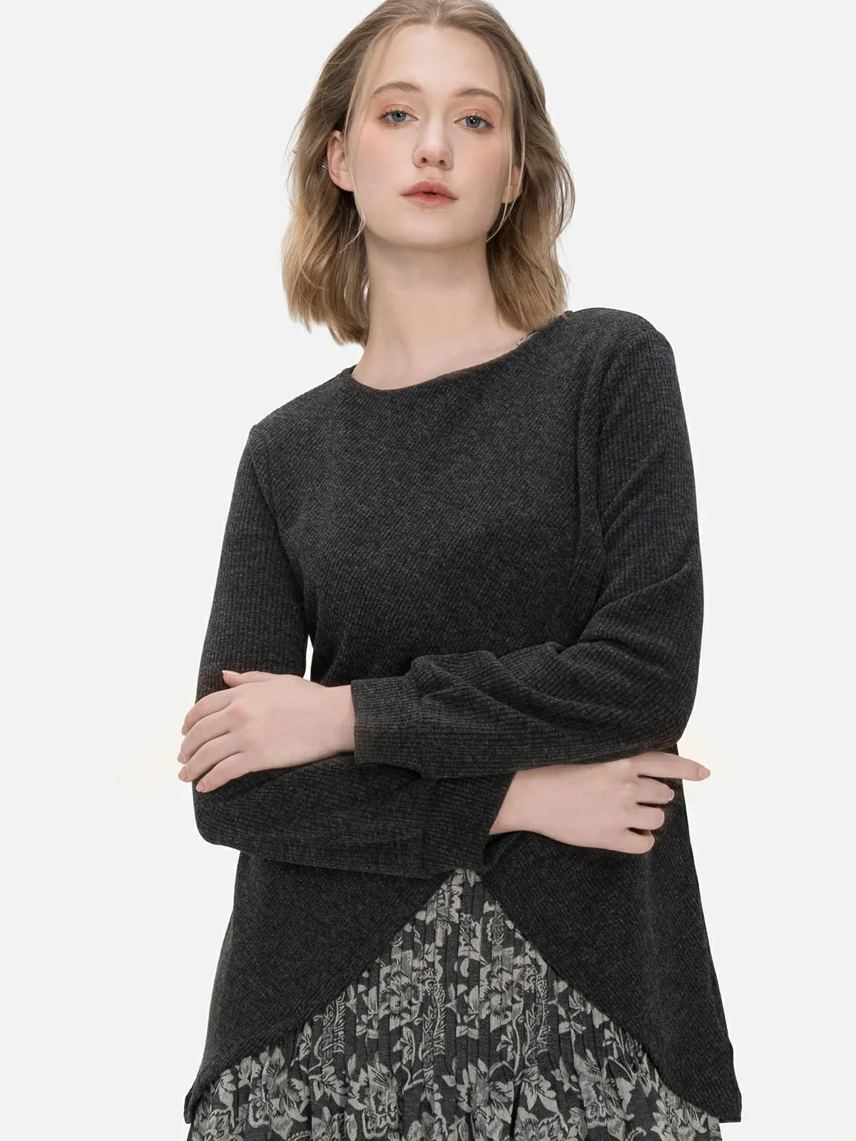 Graceful Jacquard Floral Print Dress Sweater Set